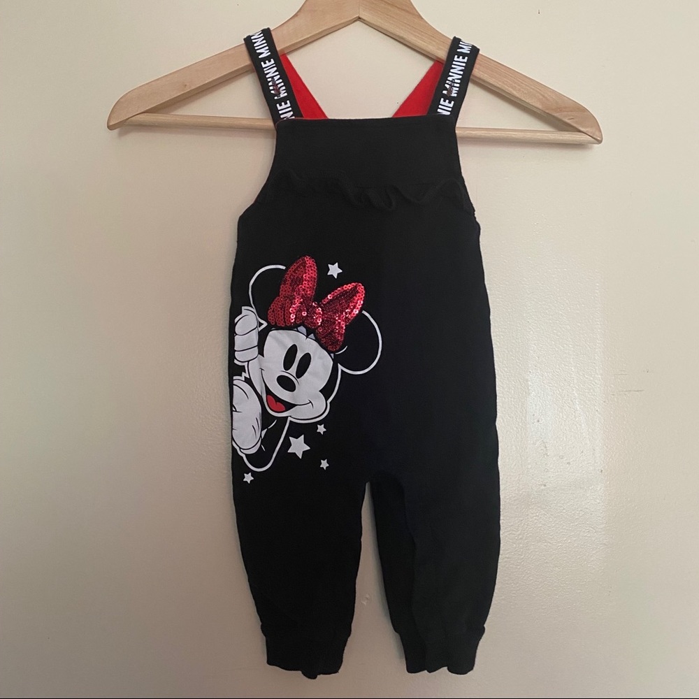 Disney Baby Minnie Mouse Black Overalls - 9/12mo
